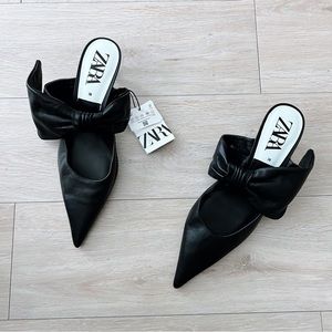 Zara Leather Bow Heels